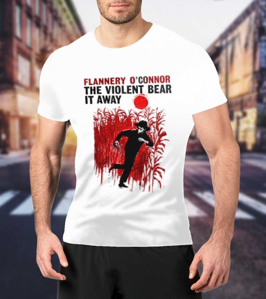 Flannery O'Connor The Violent Bear It Away Red Silhouette In Cornfield T-Shirt
