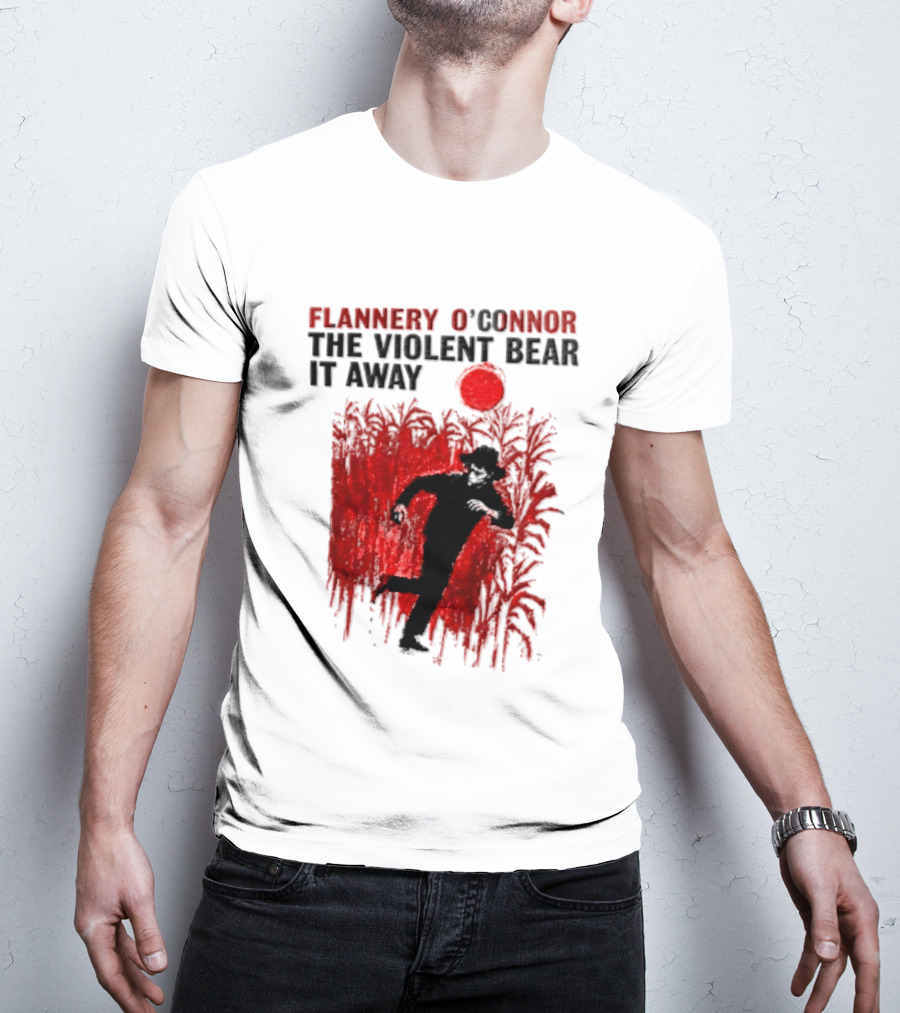Flannery O'Connor The Violent Bear It Away Red Silhouette In Cornfield T-Shirt