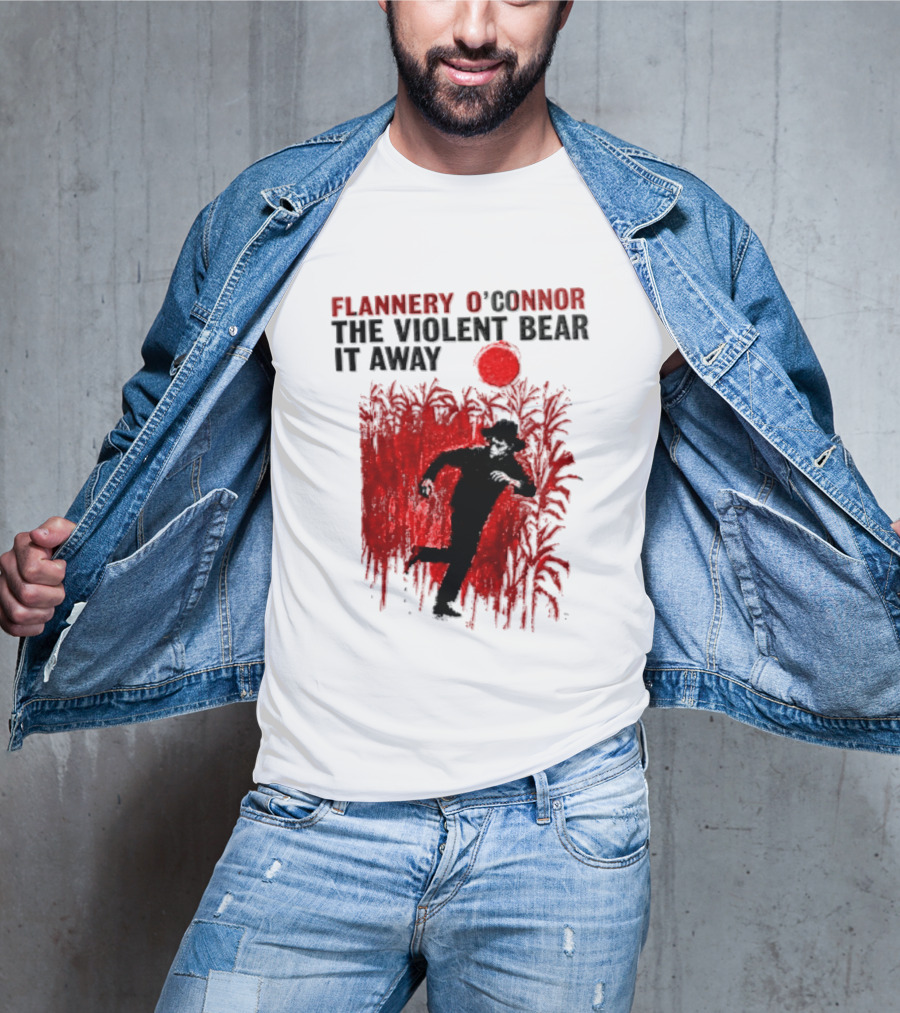 Flannery O'Connor The Violent Bear It Away Red Silhouette In Cornfield T-Shirt