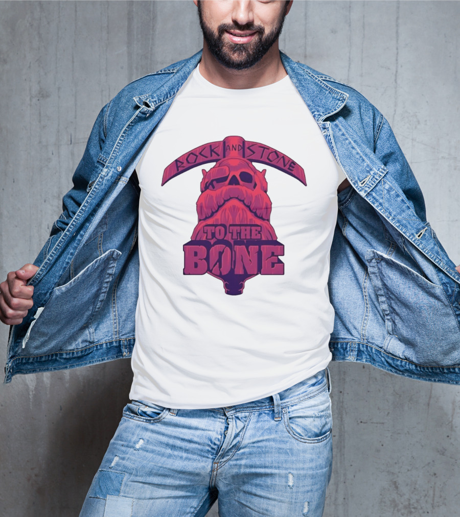 Rock And Stone To The Bone Dwarf Skull Gaming Deep Rock Galactic T-Shirt