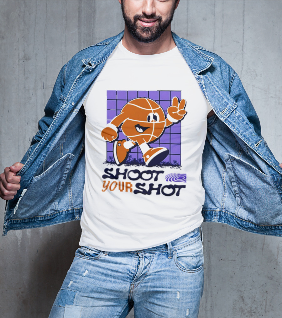 Shoot Your Shot Retro Basketball Character Peace Sign T-Shirt