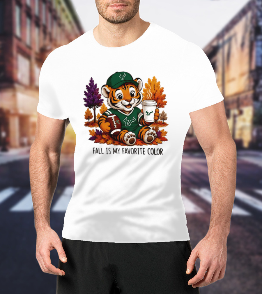 South Florida Bulls Fall Is My Favorite Color Football Tiger Cozy Autumn Vibes T-Shirt