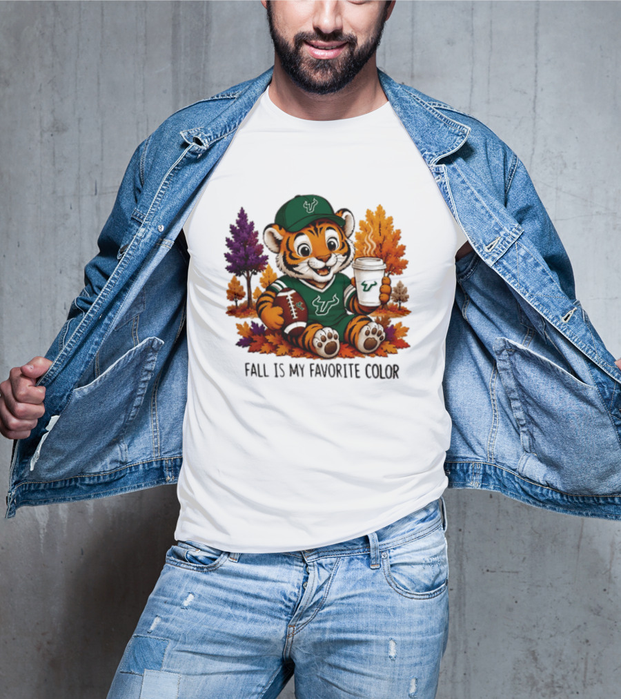 South Florida Bulls Fall Is My Favorite Color Football Tiger Cozy Autumn Vibes T-Shirt