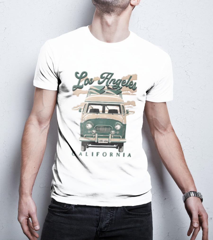 Los Angeles California Surf Van Vintage Style Retro Vibe T-Shirt