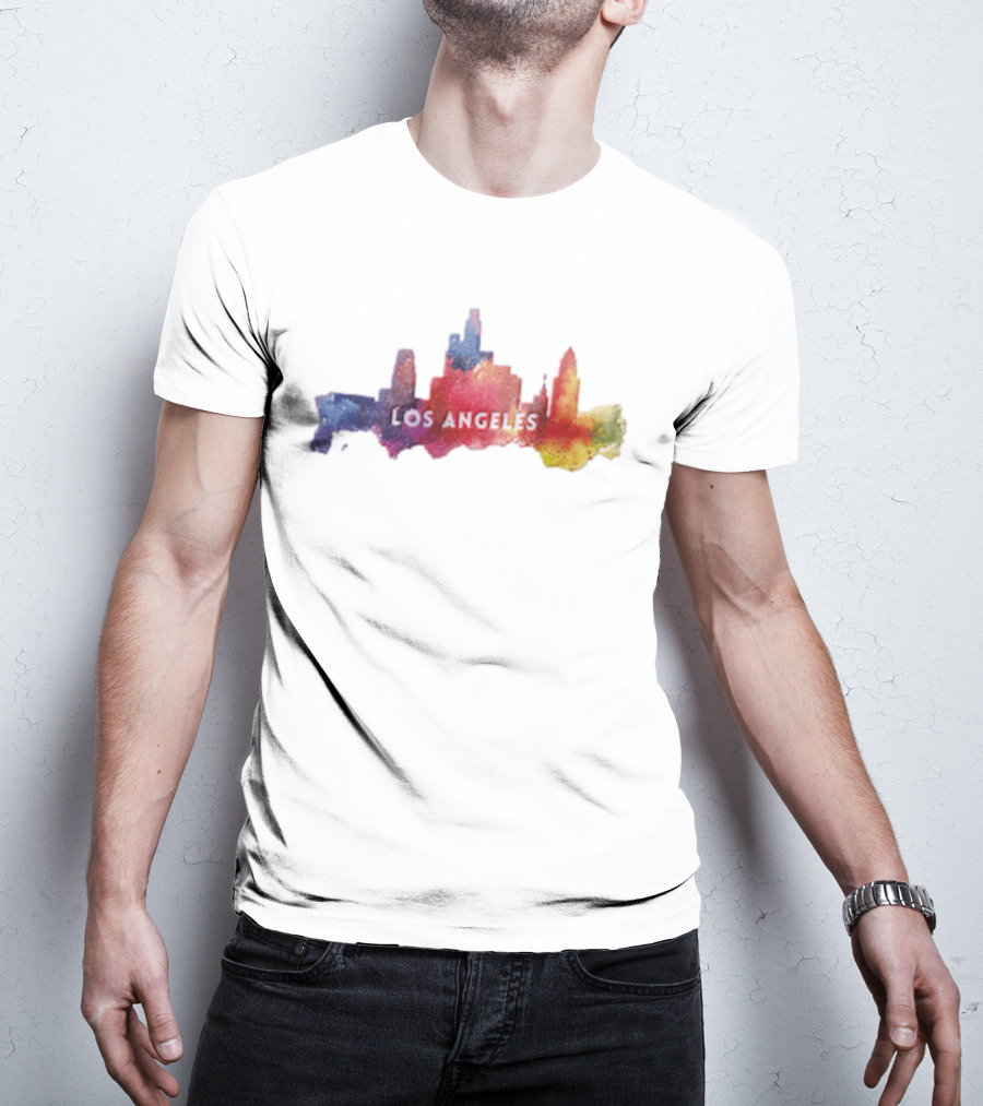 Los Angeles Watercolor Cityscape California Urban Skyline T-Shirt