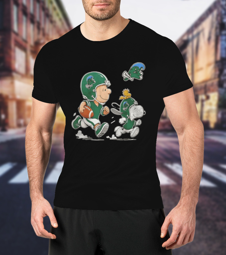 Charlie Brown Woodstock Snoopy Tulane Green Wave Football Helmets T-Shirt