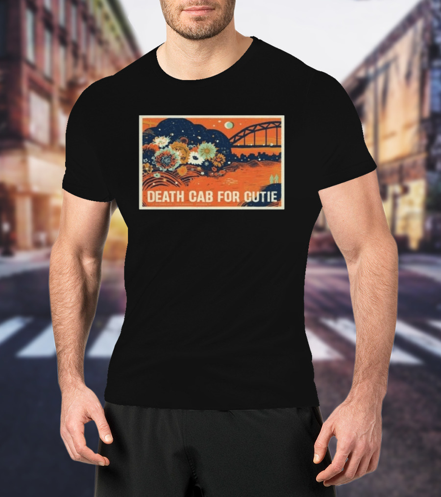 Death Cab For Cutie Gateshead UK 2026 Flowers And Bridge Art Print T-Shirt