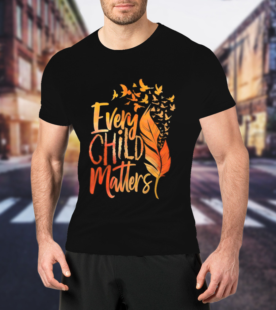 Every Child Matters Feather And Birds Orange Day Awareness T-Shirt