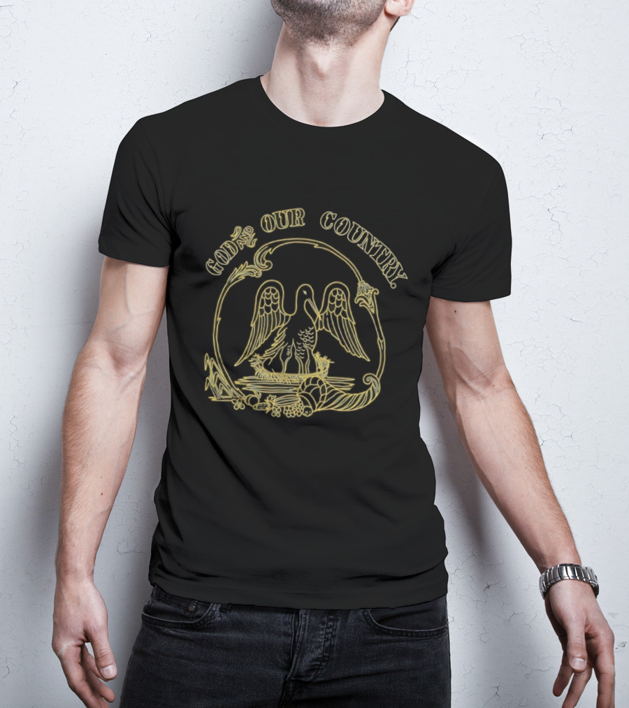 God And Our Country Pelican State Seal Patriotic T-Shirt