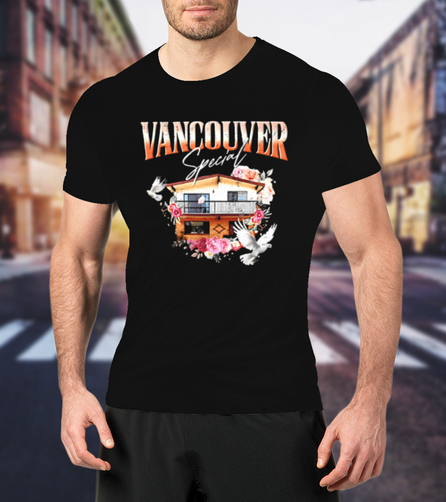 Vancouver Special House Flowers Doves T-Shirt