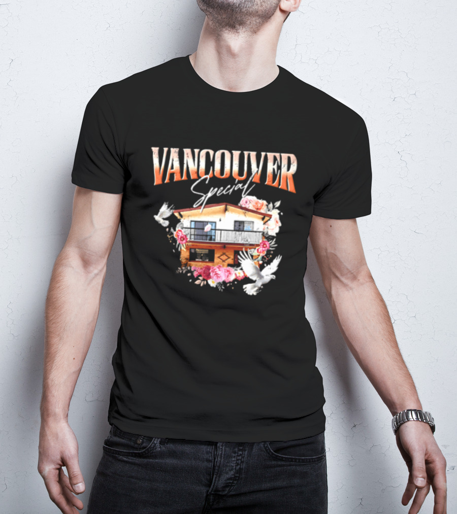 Vancouver Special House Flowers Doves T-Shirt