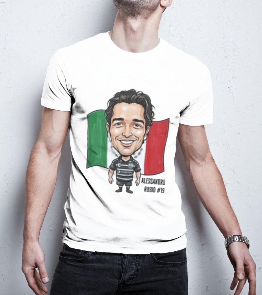 Alessandro Rubio No 19 Caricature Mexico Flag Football Jersey T-Shirt