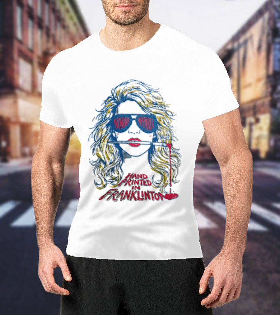 Avondale Apparel Hand Printed In Franklinton Woman Sunglasses Paintbrush T-Shirt