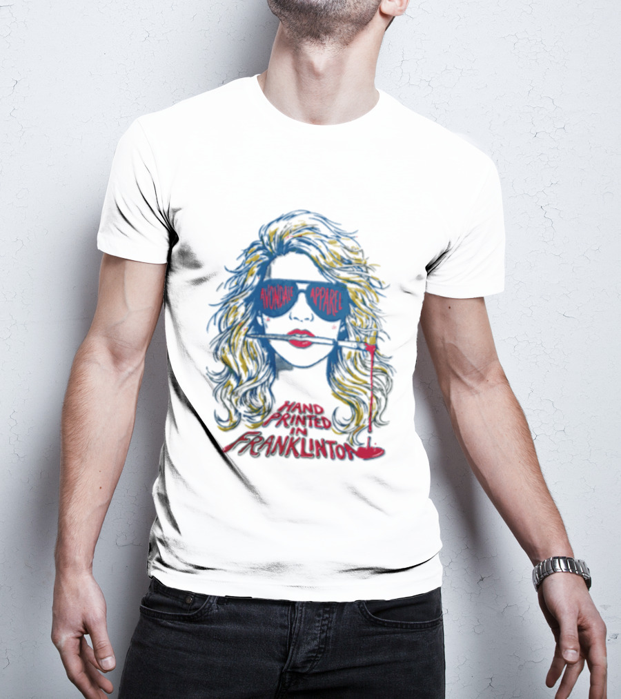Avondale Apparel Hand Printed In Franklinton Woman Sunglasses Paintbrush T-Shirt