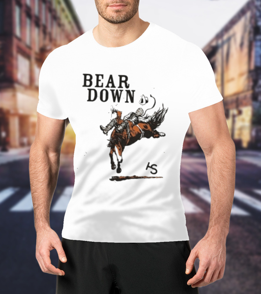 Bear Down Cowboy Rodeo Bucking Horse 15 T-Shirt