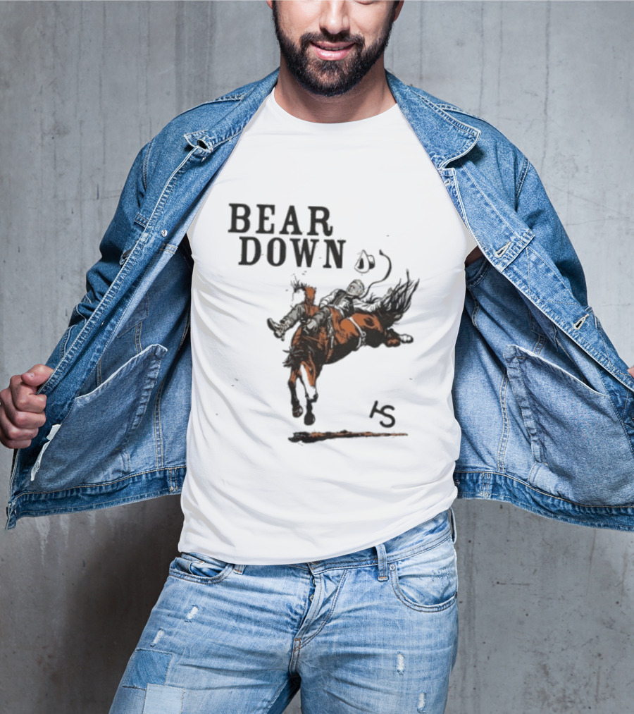 Bear Down Cowboy Rodeo Bucking Horse 15 T-Shirt