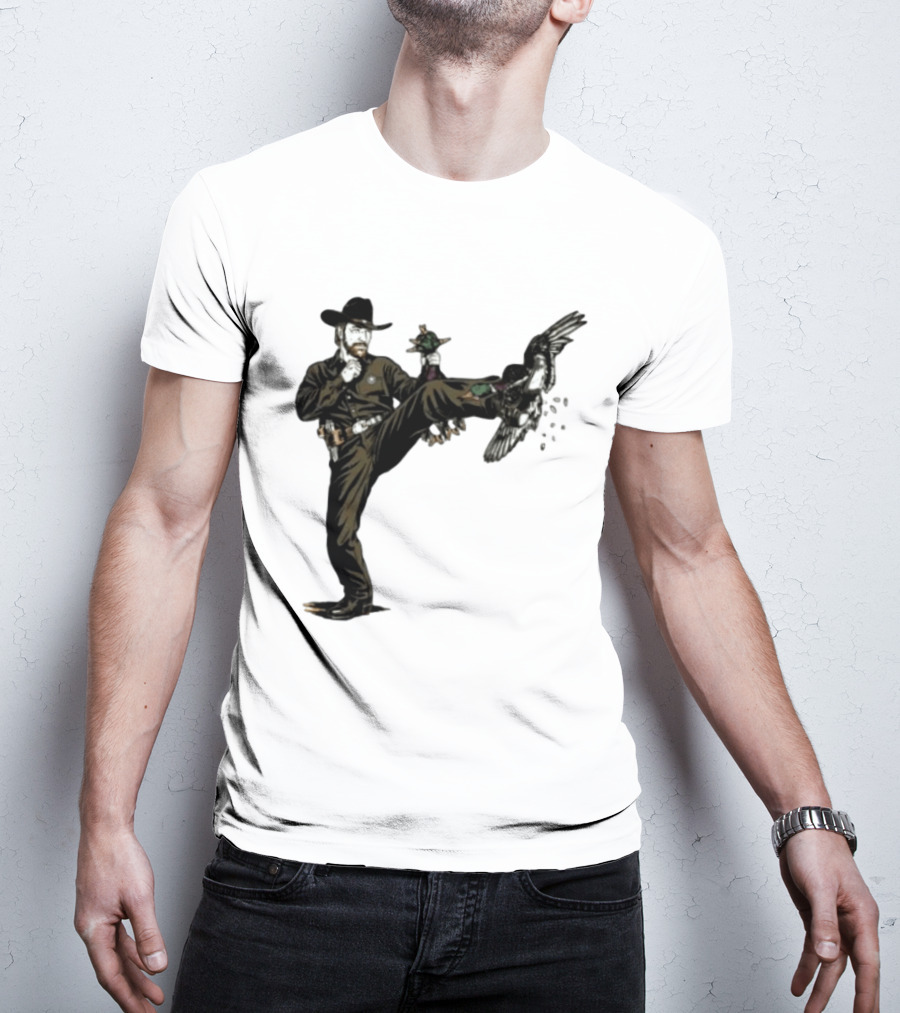 Chuck Norris Roundhouse Kick Duck Hunting Action T-Shirt