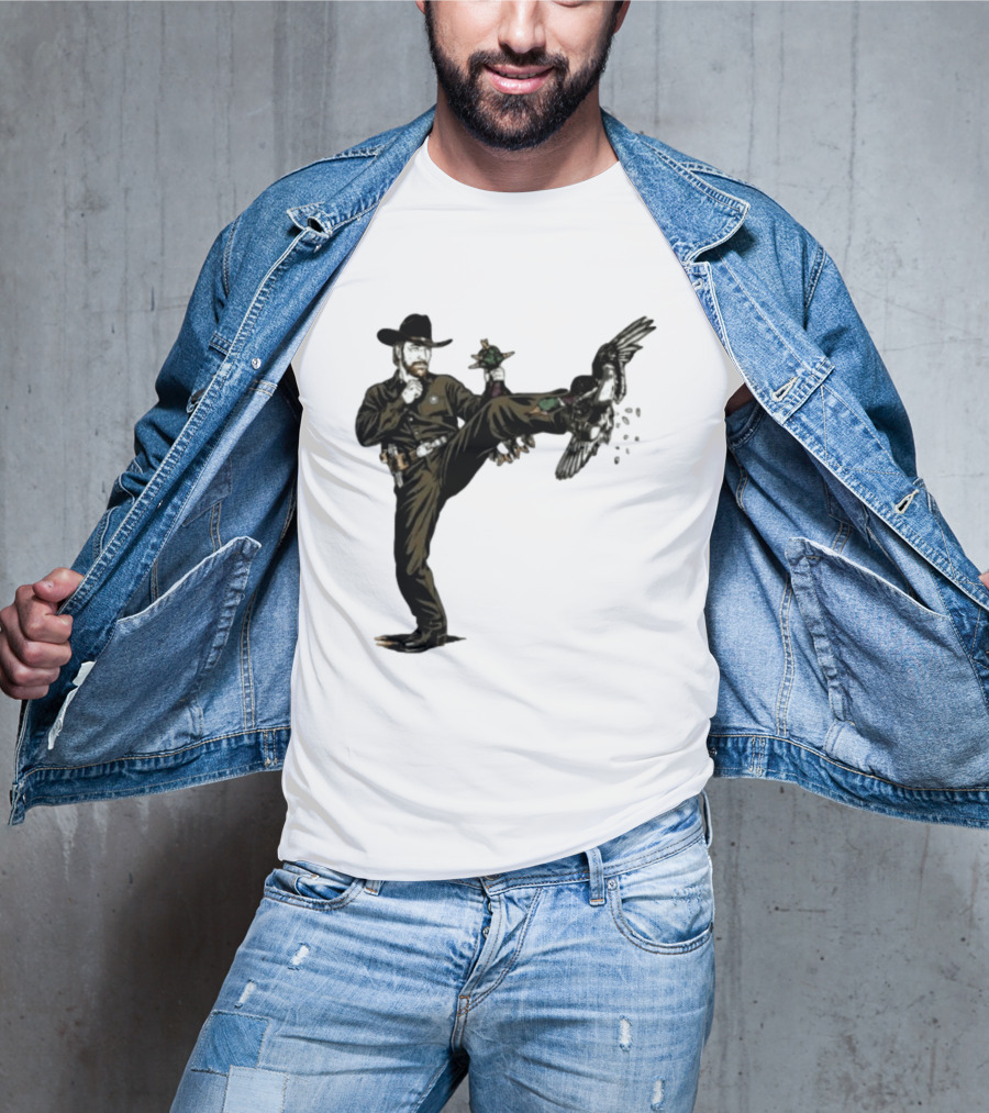 Chuck Norris Roundhouse Kick Duck Hunting Action T-Shirt