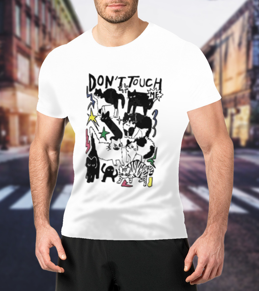 DON'T TOUCH ME Multiple Cats Stars Lightning T-Shirt