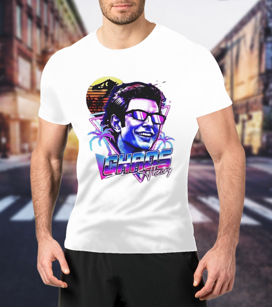 Jurassic Park Jeff Goldblum Chaos Theory Retro Neon T-Shirt