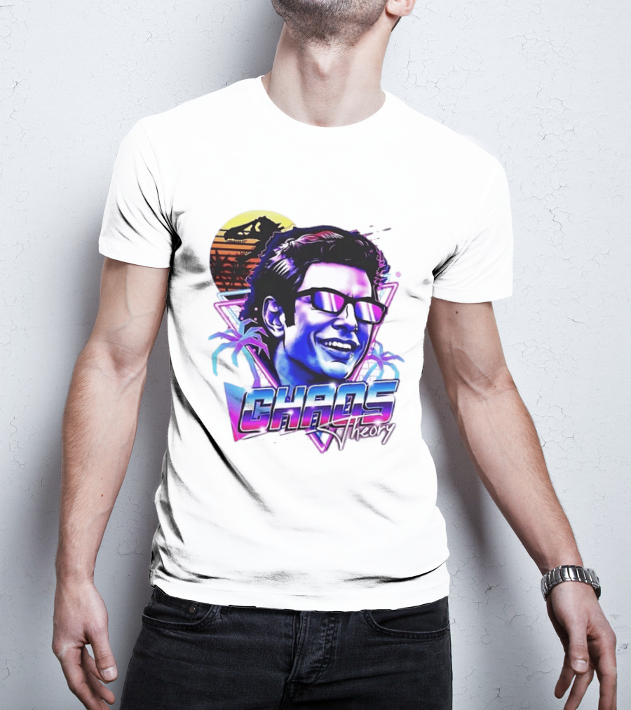 Jurassic Park Jeff Goldblum Chaos Theory Retro Neon T-Shirt