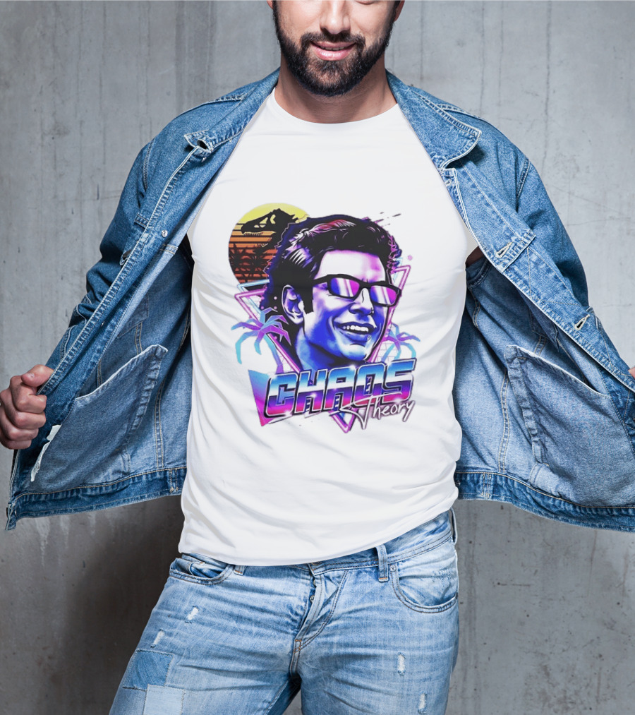 Jurassic Park Jeff Goldblum Chaos Theory Retro Neon T-Shirt