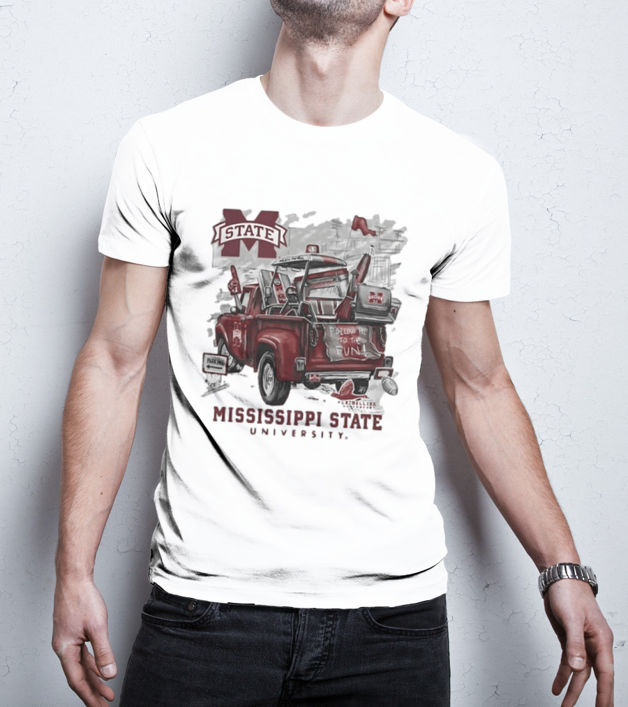 Mississippi State University Bulldogs Vintage Truck Follow Me To The Fun T-Shirt