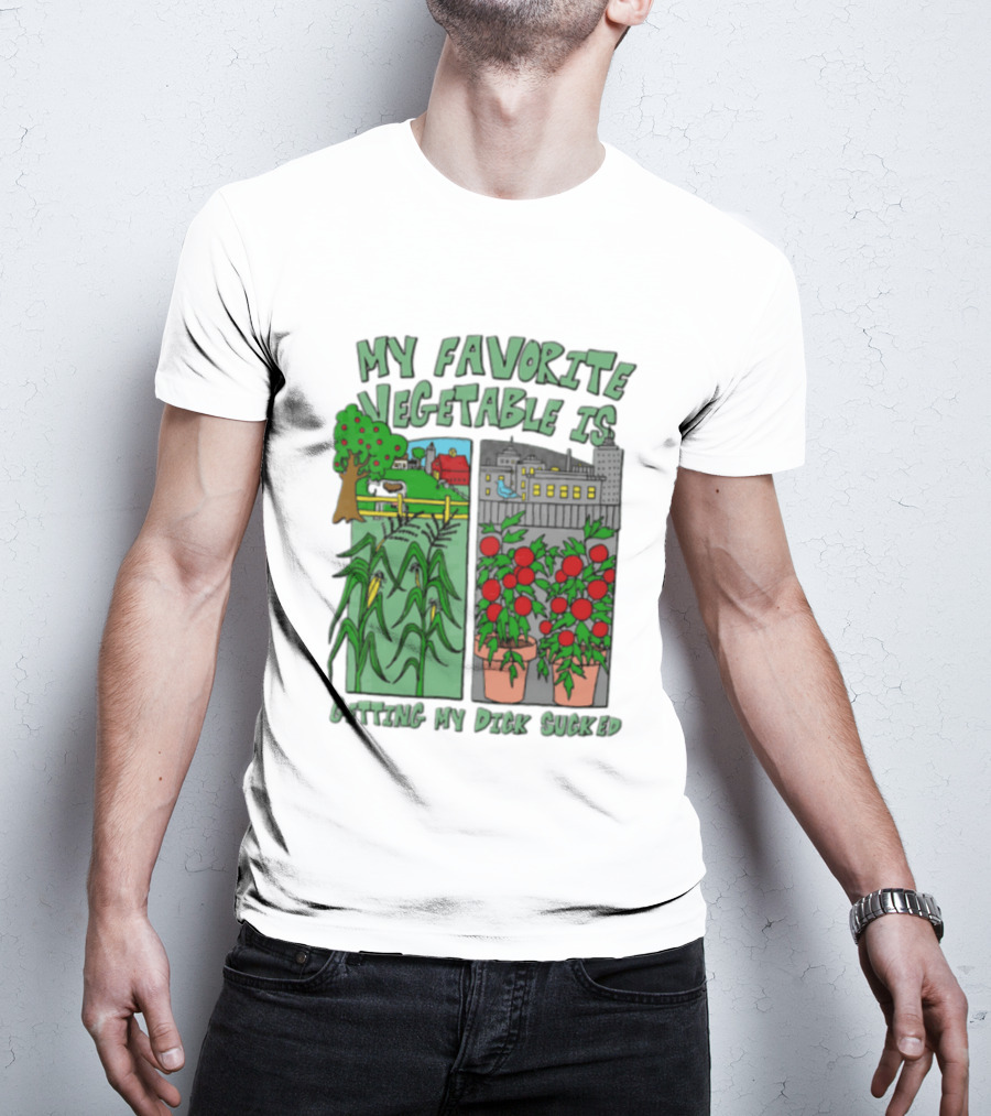 My Favorite Vegetable Is Getting My Dick Sucked Farm Scene City Rooftop Tomato Plants T-Shirt
