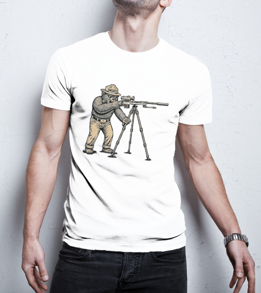 Smokey Bear Sniper Forest Ranger With Rifle T-Shirt