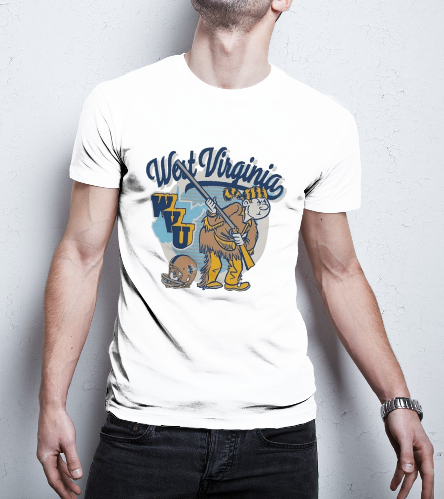West Virginia Mountaineers WVU Mascot With Rifle And Helmet T-Shirt