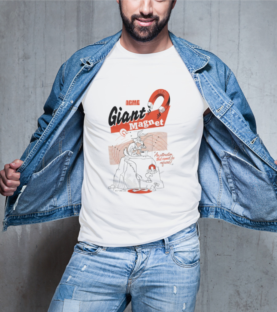 ACME Giant Magnet Wile E Coyote Road Runner Stimulation Speed T-Shirt