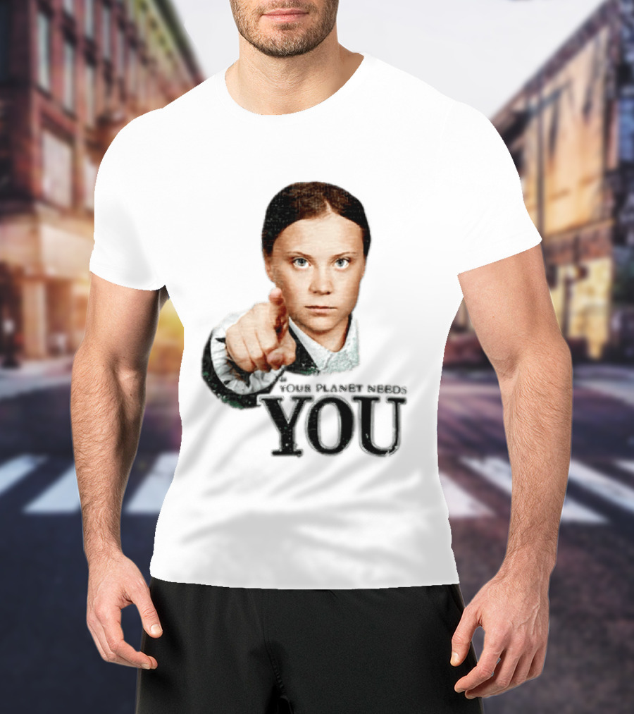 Your Planet Needs You Girl Pointing Iconic Call To Action T-Shirt