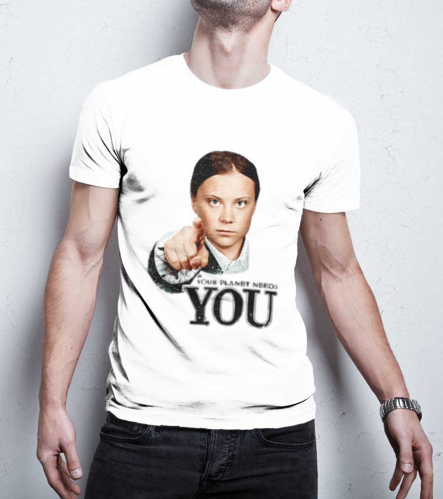 Your Planet Needs You Girl Pointing Iconic Call To Action T-Shirt