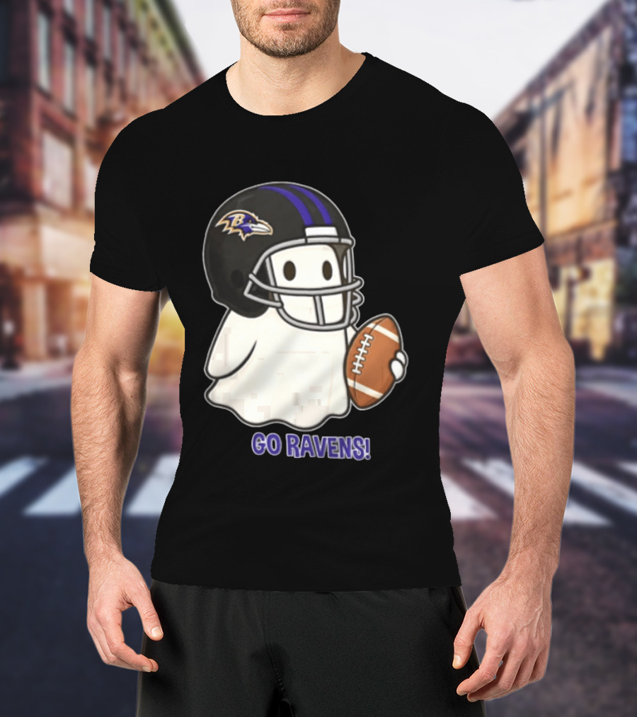 Baltimore Ravens Ghost In Football Helmet Go Ravens Football T-Shirt