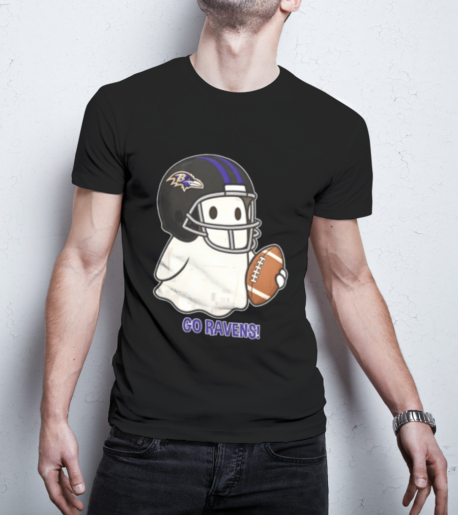 Baltimore Ravens Ghost In Football Helmet Go Ravens Football T-Shirt