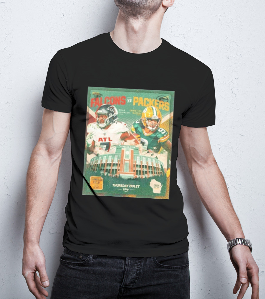 Bijan Robinson Christian Watson Falcons Vs Packers Lambeau Field Thursday 7PM ET Prime 2026 T-Shirt