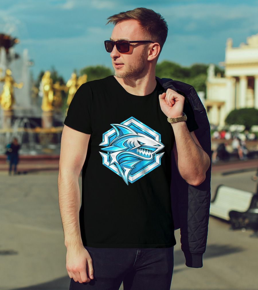 Blue Shark Hexagon Esports Gaming Shark T-Shirt