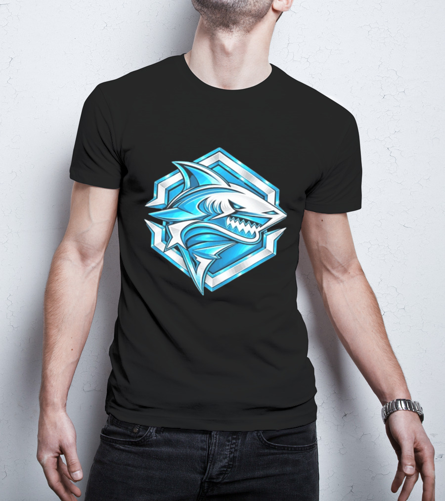 Blue Shark Hexagon Esports Gaming Shark T-Shirt