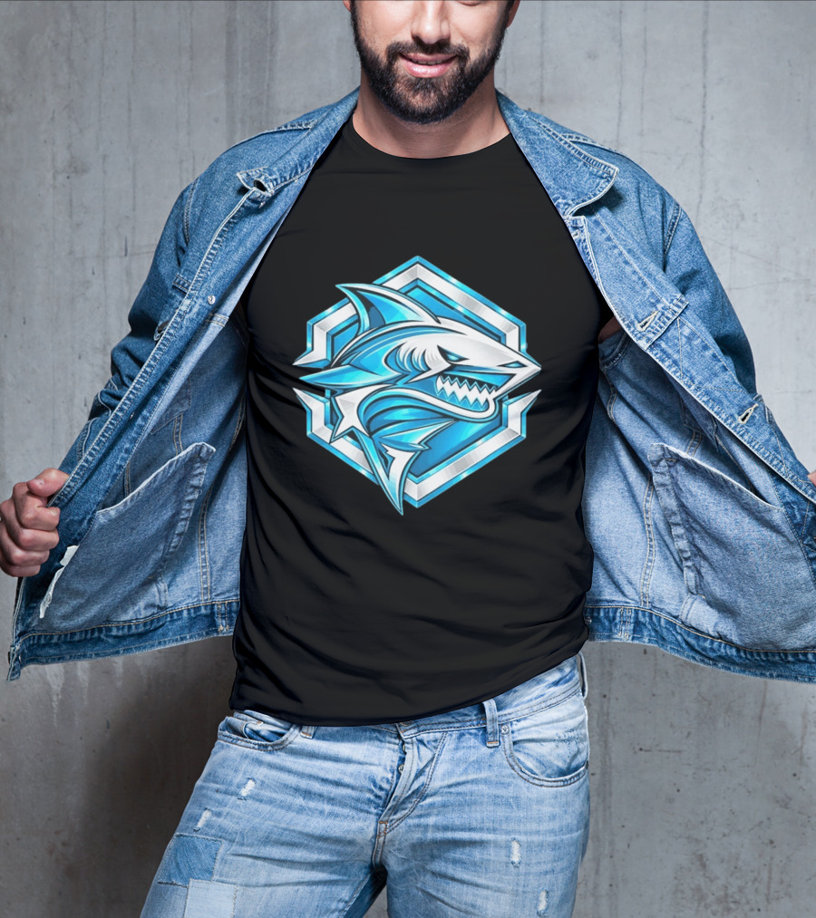 Blue Shark Hexagon Esports Gaming Shark T-Shirt