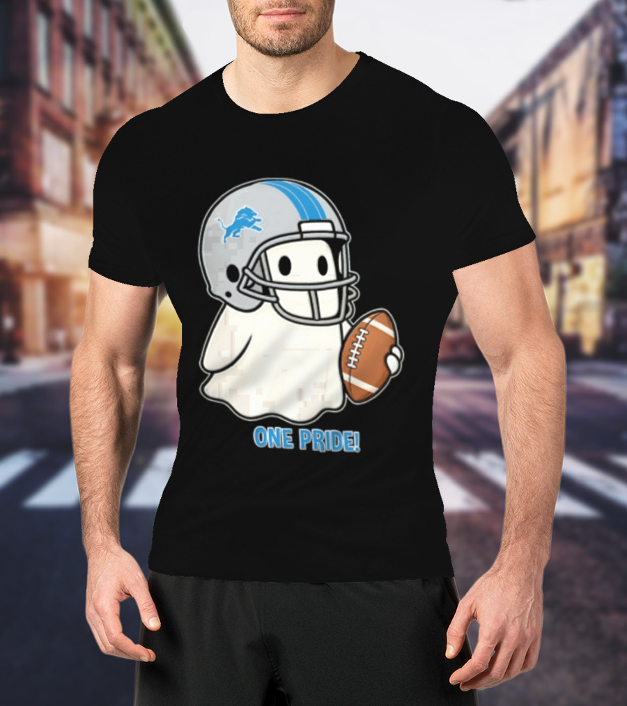 Detroit Lions Ghost One Pride Football Helmet And Ball T-Shirt