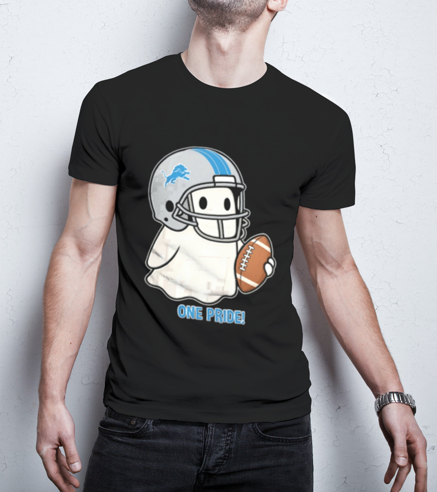 Detroit Lions Ghost One Pride Football Helmet And Ball T-Shirt