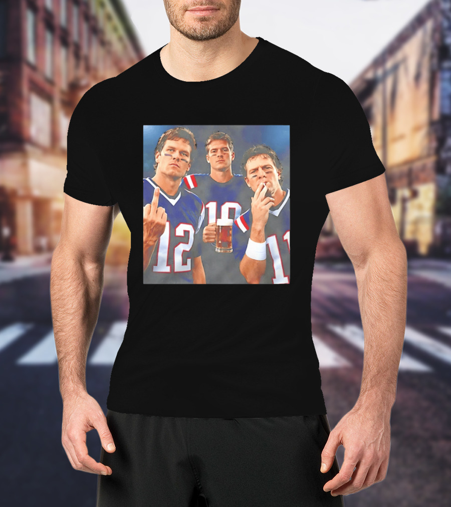 Tom Brady Drake Maye Drew Bledsoe New England Patriots Beer Middle Finger T-Shirt
