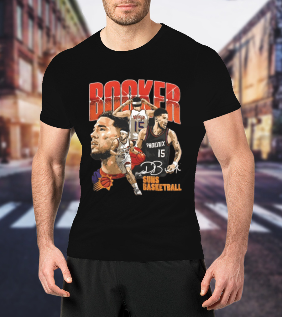 Devin Booker Phoenix Suns Basketball Player Action 15 Suns NBA Basketball T-Shirt