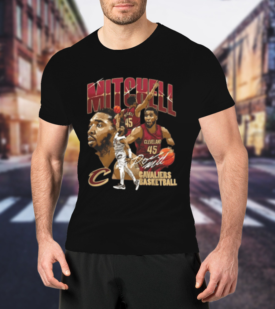 Donovan Mitchell Cleveland Cavaliers Basketball 45 Player Action Poses T-Shirt
