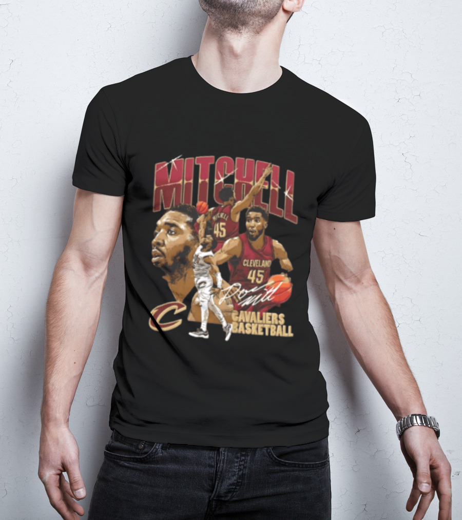Donovan Mitchell Cleveland Cavaliers Basketball 45 Player Action Poses T-Shirt