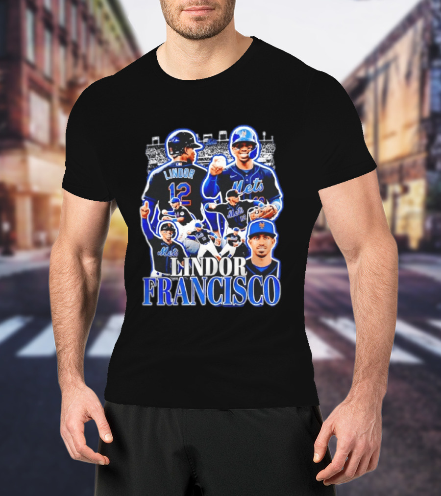 Francisco Lindor Mets 12 MLB Baseball Player Collage T-Shirt