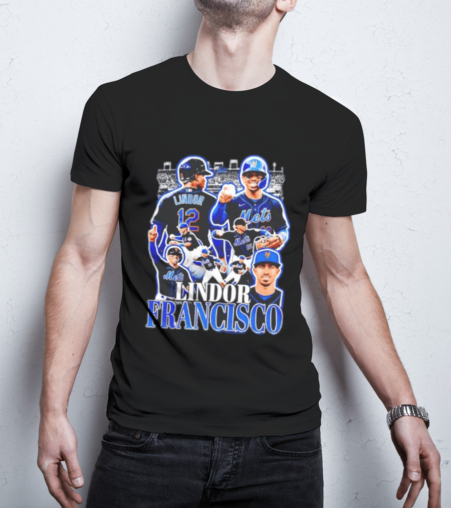 Francisco Lindor Mets 12 MLB Baseball Player Collage T-Shirt