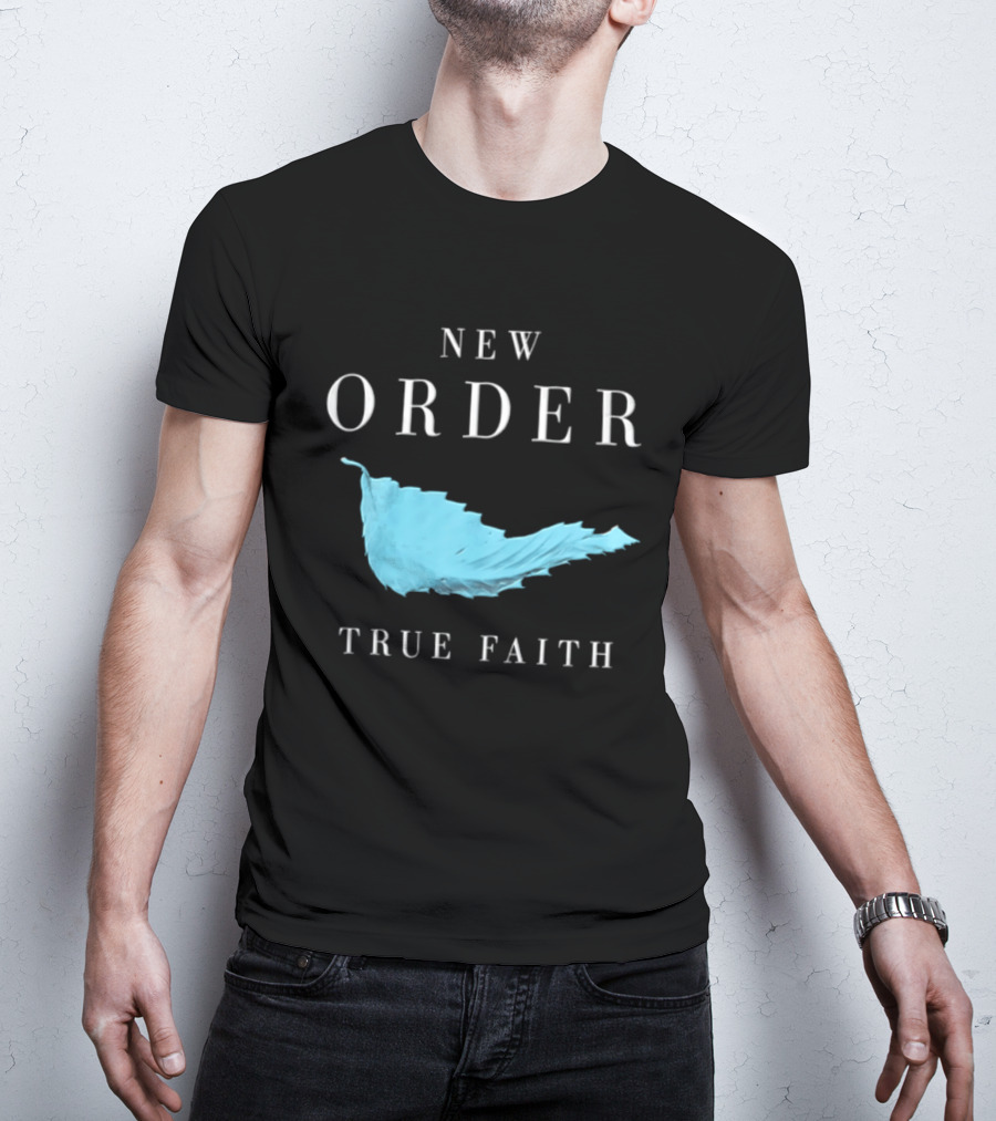 New Order True Faith Blue Leaf Black T-Shirt