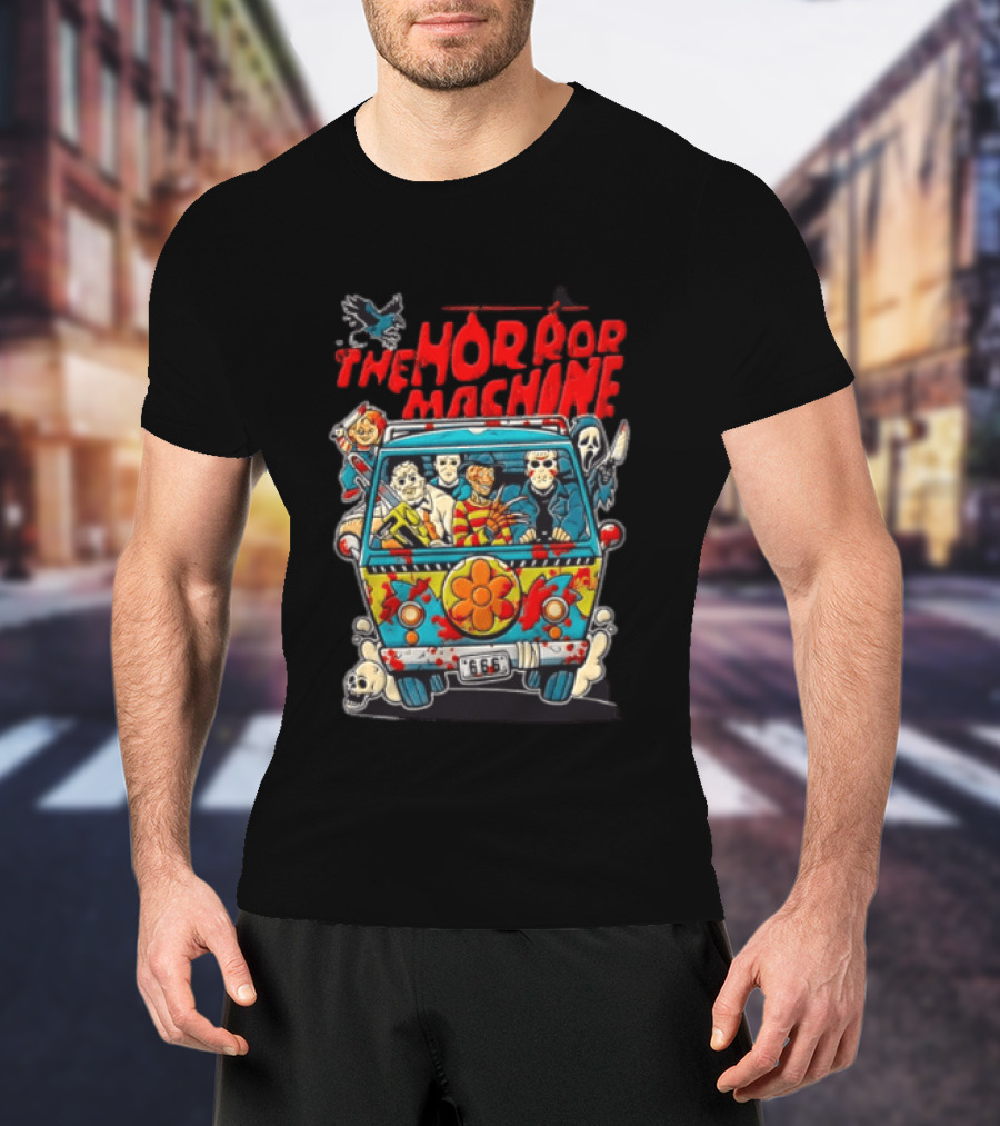 The Horror Machine Halloween Movie Icons Spooky Van Adventure T-Shirt