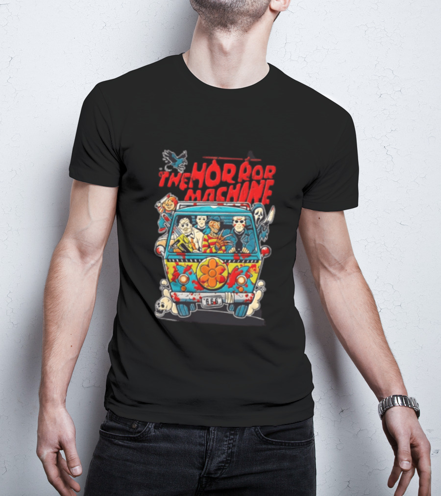 The Horror Machine Halloween Movie Icons Spooky Van Adventure T-Shirt